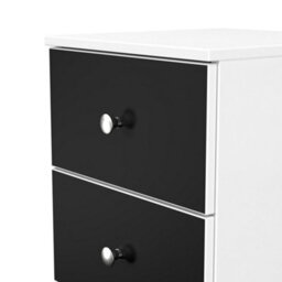 Portland 2 Drawer Compact Bedside Cabinet In Black & White Matt (Ready Assembled) - thumbnail 5