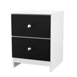 Portland 2 Drawer Compact Bedside Cabinet In Black & White Matt (Ready Assembled) - thumbnail 4