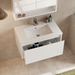 Banyetti Mino 800mm Wall Hung Vanity Unit With Lira Basin - Gloss White - thumbnail 4