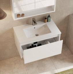 Banyetti Mino 800mm Wall Hung Vanity Unit With Lira Basin - Gloss White - thumbnail 1