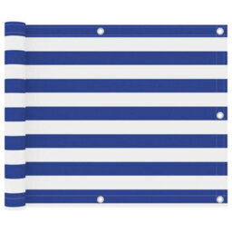 Berkfield Balcony Screen White And Blue 75X600 Cm Oxford Fabric - thumbnail 1