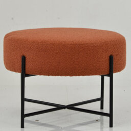 Lakeland Furniture Avon Burnt Orange Boucle Black Leg Foot Stool - thumbnail 2