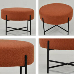 Lakeland Furniture Avon Burnt Orange Boucle Black Leg Foot Stool - thumbnail 4