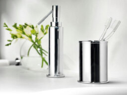 Cosmic Soap Dispenser, 125Ml Capacity, Siver Gloss, Freestanding. Collection Kubic - thumbnail 3