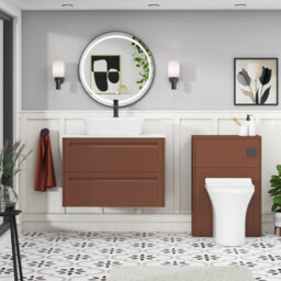 Royal Bathrooms Royal Bathroom Elmore 800mm Terracotta Clay Wall Mounted Bathroom Vanity Unit 2 Drawer Plain White Worktop With Cube Basin - thumbnail 5