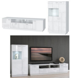 Impact Furniture Living Room Furniture Set Large Tv Unit With Glass Display Cabinet White Gloss Modern Sol - thumbnail 2