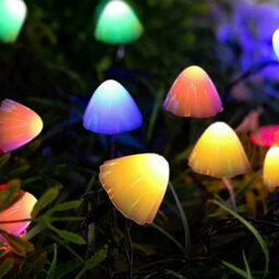 Colorful Solar Powered Mushroom Fairy String Lights Waterproof Outdoor Garden Ornaments - thumbnail 1