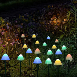Colorful Solar Powered Mushroom Fairy String Lights Waterproof Outdoor Garden Ornaments - thumbnail 4