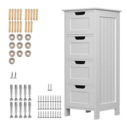 Freestanding Tall 4 Drawer Storage Cabinet Modern Chest Of Drawers 82X30X30Cm - thumbnail 5