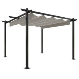Berkfield Garden Gazebo With Retractable Roof 3X3 M Cream - thumbnail 2
