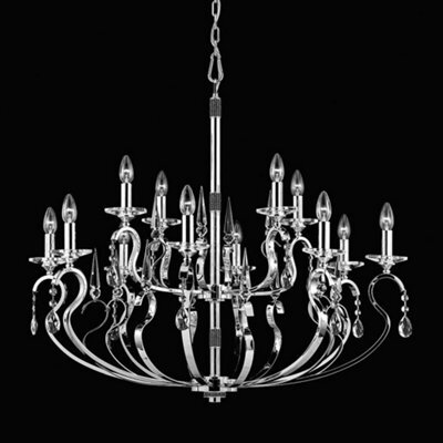 Luminosa Lighting Luminosa Rhinestone Gun Metal Pendant 18 Arm Chandelier