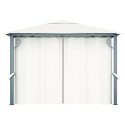 Berkfield Classic Gazebo With Curtain&led String Lights 3X3 M Cream Aluminium - thumbnail 6