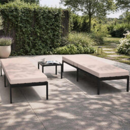 Vonhaus Sun Loungers 3 Piece Set With Side Table, Garden Recliner Sunloungers With Cushions, Outdoor Patio Set, Aruba - thumbnail 4