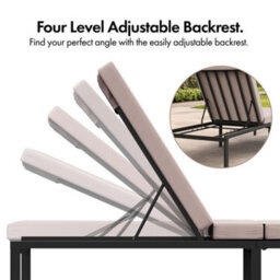 Vonhaus Sun Loungers 3 Piece Set With Side Table, Garden Recliner Sunloungers With Cushions, Outdoor Patio Set, Aruba - thumbnail 7