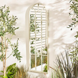 Furniturebox Uk Harris Cream Large Arched Window 120X40Cm Garden Mirror