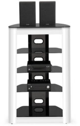 Centurion Supports Zinnia 5-Tier Black Shelves With White Fascia Entertainment Media Audio Rack - thumbnail 2