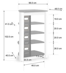 Centurion Supports Zinnia 5-Tier Black Shelves With White Fascia Entertainment Media Audio Rack - thumbnail 6