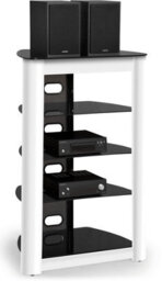 Centurion Supports Zinnia 5-Tier Black Shelves With White Fascia Entertainment Media Audio Rack - thumbnail 1