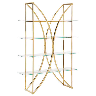 Beliani 4 Tier Shelving Unit Hollow Metal 175 Cm Gold - image 1