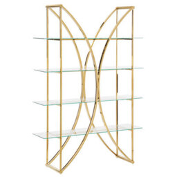 Beliani 4 Tier Shelving Unit Hollow Metal 175 Cm Gold