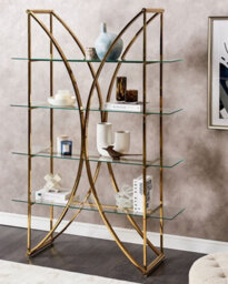 Beliani 4 Tier Shelving Unit Hollow Metal 175 Cm Gold - thumbnail 2
