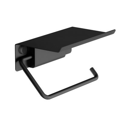 Cosmic Toilet Roll Holder With Lid, Screw-In Or Self-Adhesive, Matt Black, Anti- Corrosion, Next Collection - image 1
