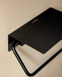 Cosmic Toilet Roll Holder With Lid, Screw-In Or Self-Adhesive, Matt Black, Anti- Corrosion, Next Collection - thumbnail 2