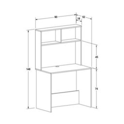 Matt White Study Desk With Two Shelf Storage Hutch - thumbnail 2