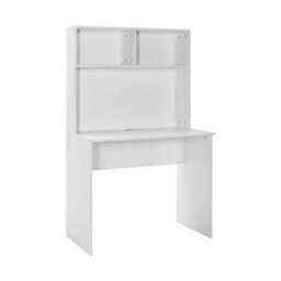 Matt White Study Desk With Two Shelf Storage Hutch - thumbnail 3