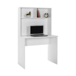Matt White Study Desk With Two Shelf Storage Hutch - thumbnail 1