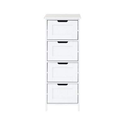 4 Drawer-White Bathroom Wood Cabinet Storage 4 Drawers 1 Door Free Standing Cupboard Unit - image 1