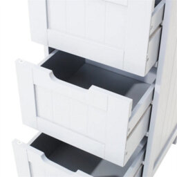 4 Drawer-White Bathroom Wood Cabinet Storage 4 Drawers 1 Door Free Standing Cupboard Unit - thumbnail 2