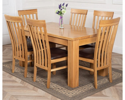 That's Furniture Dakota 152 X 87 Cm Chunky Medium Oak Dining Table And 6 Chairs Dining Set With Harvard Chairs - image 1