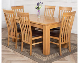 That's Furniture Dakota 152 X 87 Cm Chunky Medium Oak Dining Table And 6 Chairs Dining Set With Harvard Chairs - thumbnail 1