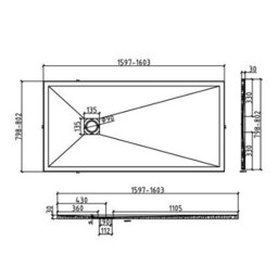 Royal Bathrooms Luxor Rectangular White Slate Effect Stone Shower Tray 1600 X 800 X 30mm With Mega Flow Waste & White Grate - thumbnail 8