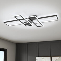 Living And Home Geometric Black Frame Rectangular Integrated Led Semi Flush Ceiling Light Fixture In White Light 120Cm - thumbnail 1