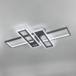 Living And Home Geometric Black Frame Rectangular Integrated Led Semi Flush Ceiling Light Fixture In White Light 120Cm - thumbnail 5