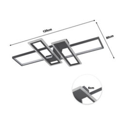 Living And Home Geometric Black Frame Rectangular Integrated Led Semi Flush Ceiling Light Fixture In White Light 120Cm - thumbnail 6