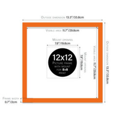 "12X12"" Orange Picture Frame - 12X12"" Square Frame With 8X8"" Mount For 12X12""/8X8"" Pictures Classic Style Gallery Wall, 1 Pack" - thumbnail 2