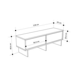 Decortie Modern Tv Stand 118Cm With 2 Soft-Close Drop-Down Doors, Wall-Mount Option Tv Cabinet Living Room, Sandstone, Natural Oak - thumbnail 3