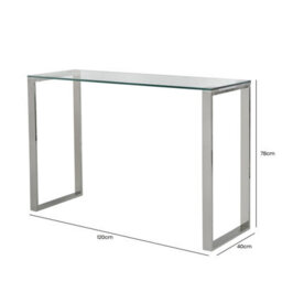 Vanity Living Slim Metal Console Table For Hallway Living Room Furniture, 120Cm Entryway Table With Clear Glass Top - thumbnail 8