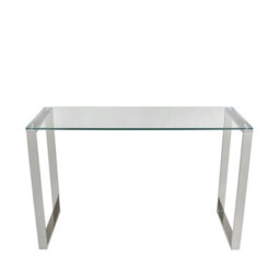 Vanity Living Slim Metal Console Table For Hallway Living Room Furniture, 120Cm Entryway Table With Clear Glass Top - thumbnail 5