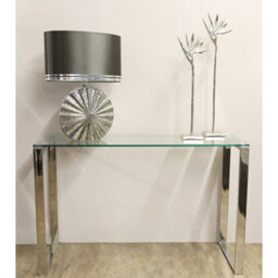 Vanity Living Slim Metal Console Table For Hallway Living Room Furniture, 120Cm Entryway Table With Clear Glass Top - thumbnail 6