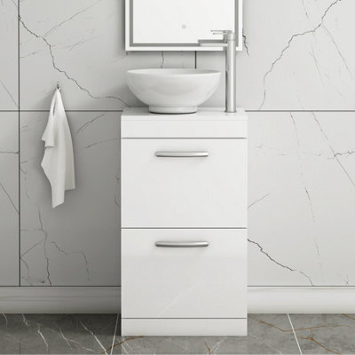 Royal Bathrooms 500mm Floor Standing Vanity Unit 2 Drawer Gloss White & Countertop Basin - Breeze - image 1