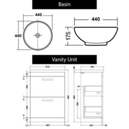 Royal Bathrooms 500mm Floor Standing Vanity Unit 2 Drawer Gloss White & Countertop Basin - Breeze - thumbnail 6