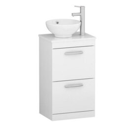 Royal Bathrooms 500mm Floor Standing Vanity Unit 2 Drawer Gloss White & Countertop Basin - Breeze - thumbnail 4