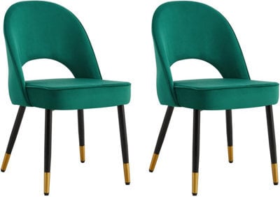 Hygrad Built to Survive Set Of 2 Dining Chairs Velvet Padded Seat Metal Legs Kitchen Chair Home Office Set - image 1