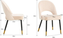 Hygrad Built to Survive Set Of 2 Dining Chairs Velvet Padded Seat Metal Legs Kitchen Chair Home Office Set - thumbnail 6