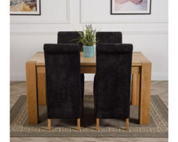 That's Furniture Kuba 150 X 85 Cm Chunky Medium Oak Dining Table And 4 Chairs Dining Set With Montana Black Fabric Chairs - thumbnail 2