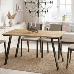 Liwia Extendable Dining Table Modern 130 210 80 Cm Table In Wotan Oak With Matching Extension Leaf - thumbnail 1